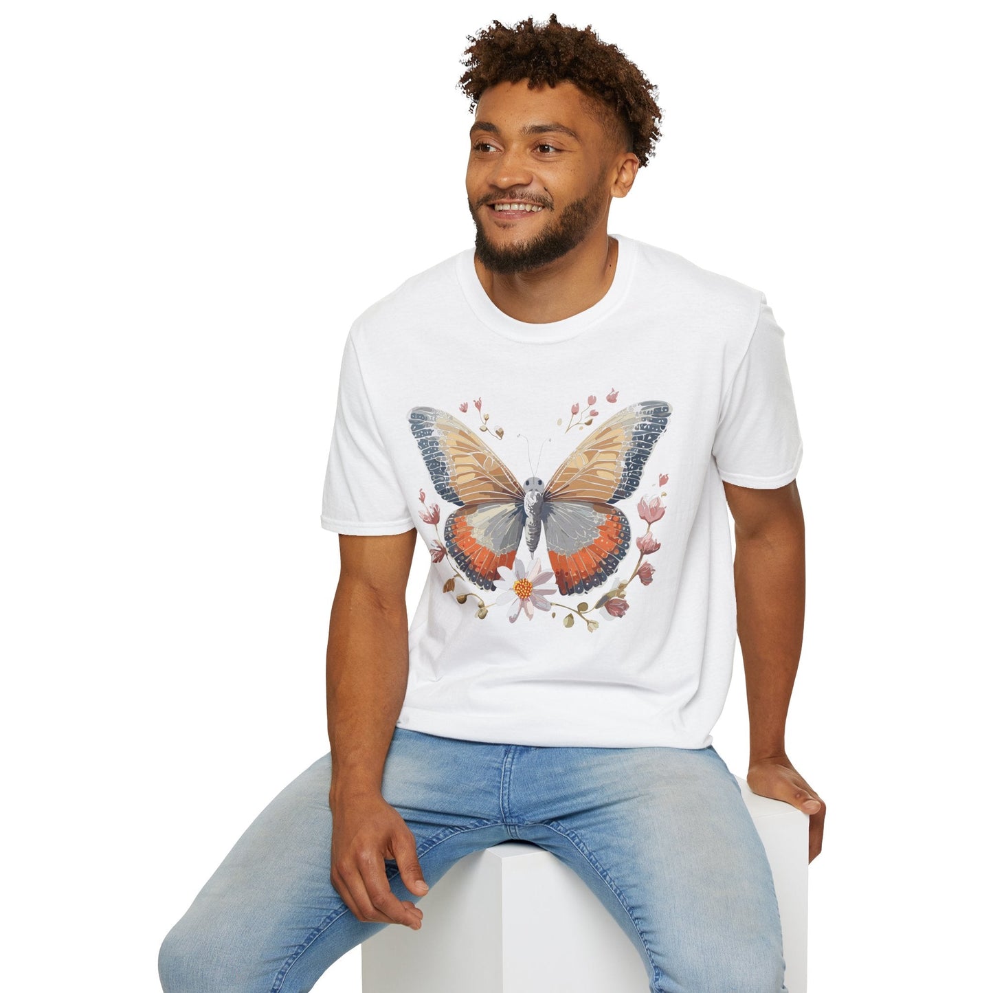 Unisex Butterfly T Shirt Softstyle Gildan 64000 Comfortable Durable Tee For Everyday Wear