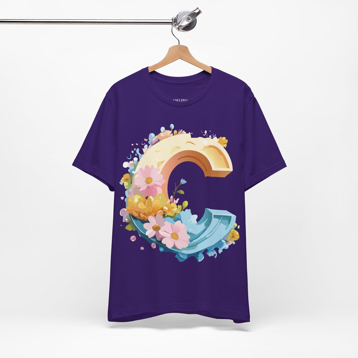 Letter C Graphic Tee Premium Unisex Vintage Art Design Shirt By Adelpha Short Sleeve