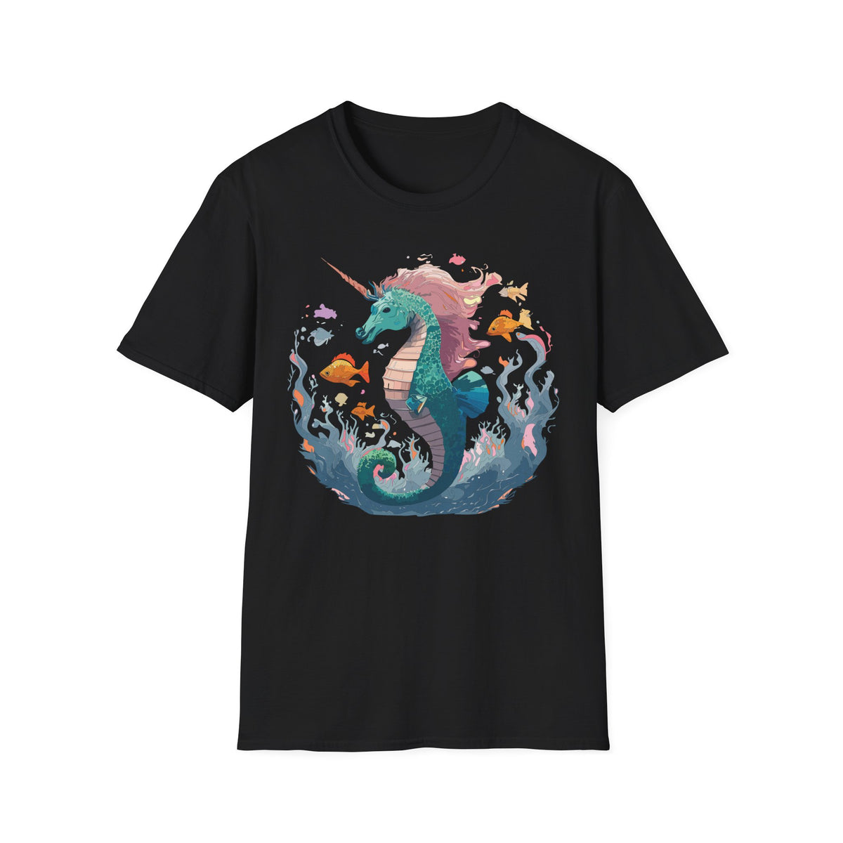 Sea Unicorn Seahorse Illustration T-Shirt | Mermaid Ocean Fantasy