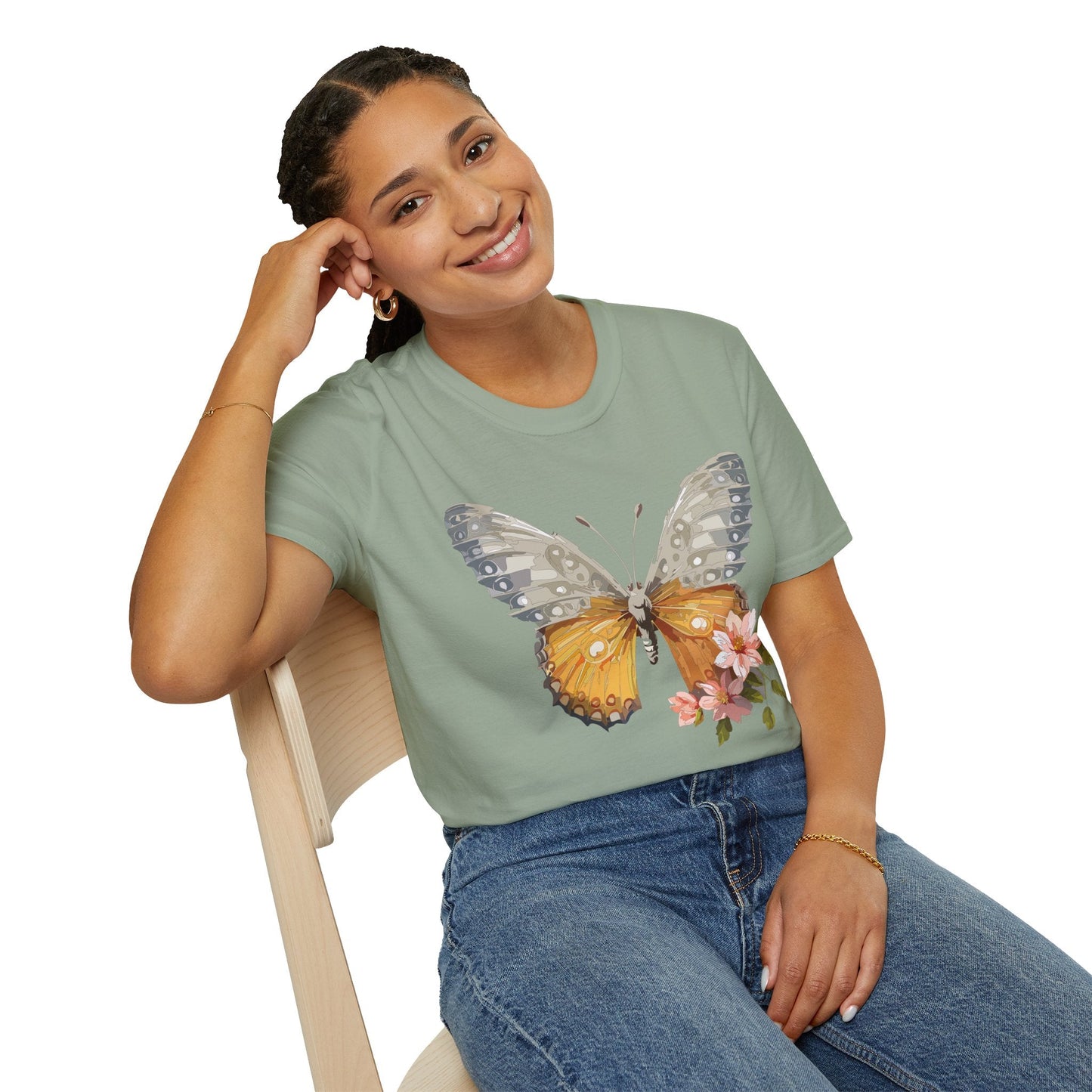 Unisex Butterfly T Shirt Monarch Print Softstyle Cotton Tee Gildan 64000 Lightweight Comfort