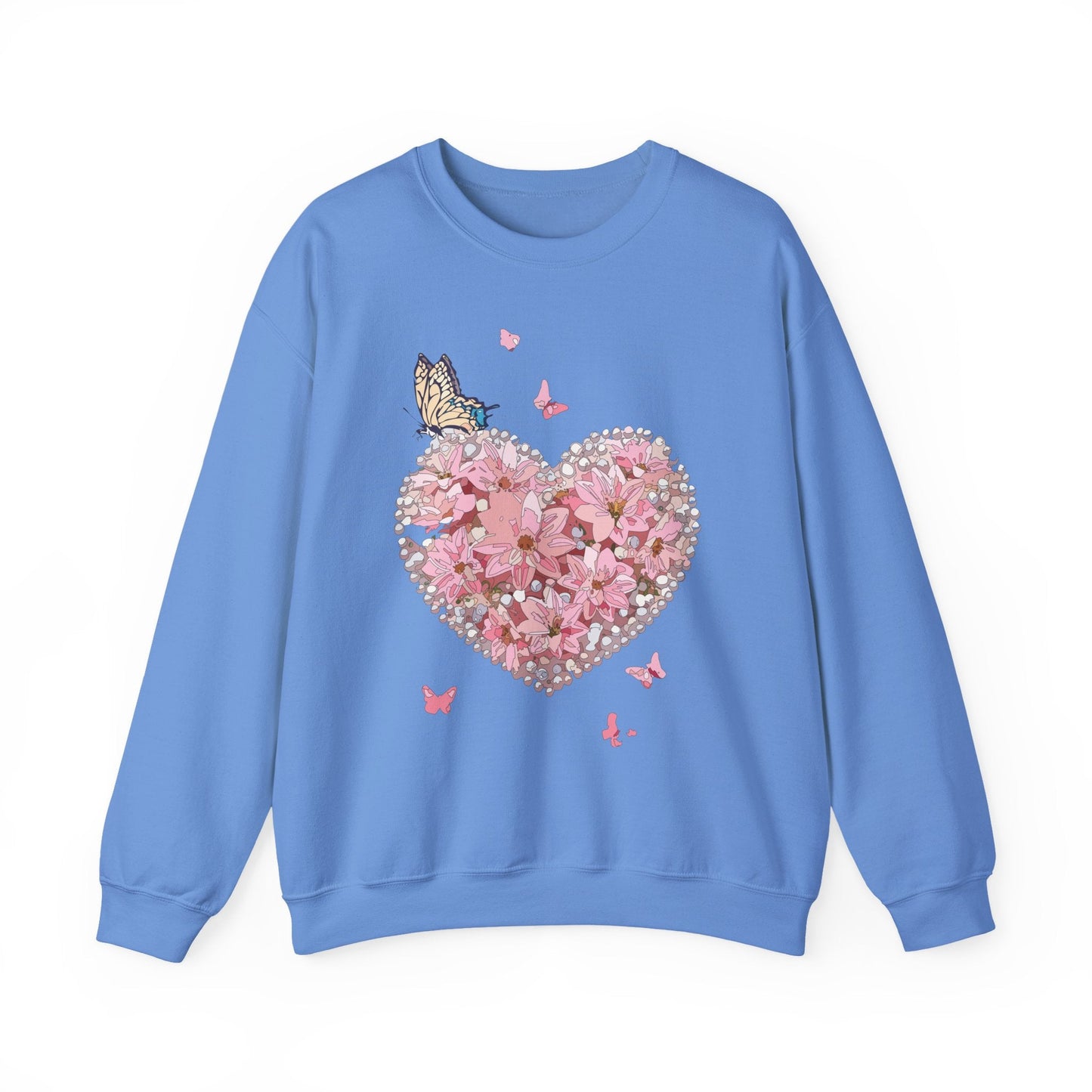 Unisex Floral Heart Sweatshirt with Love Floral Design for Valentines Day Gift Idea