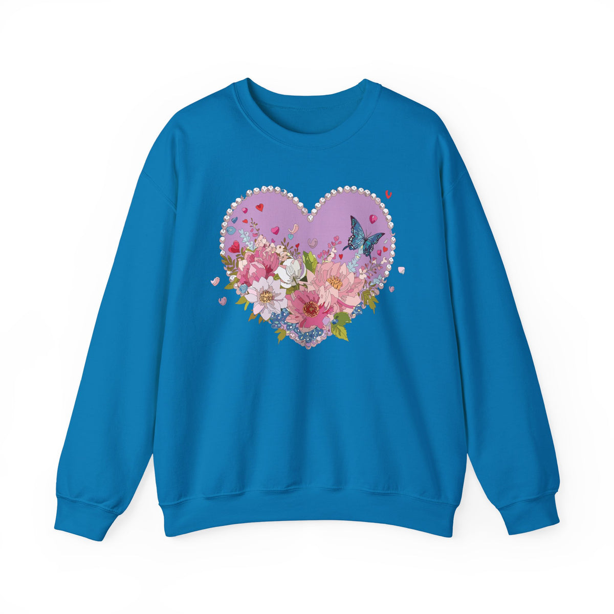 Floral Heart Love Graphic Valentine's Day Sweatshirt Unisex 50/50 Cotton-Poly Sweatshirt w43