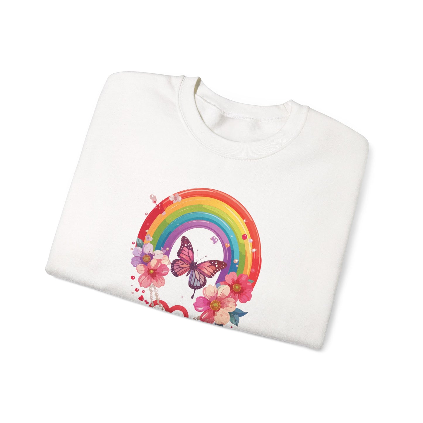 Rainbow Heart Sweatshirt, Floral Heart Sweatshirt, Floral Love Sweatshirt, Valentine's Day Sweatshirt, Rainbow Heart Floral Sweatshirt 106