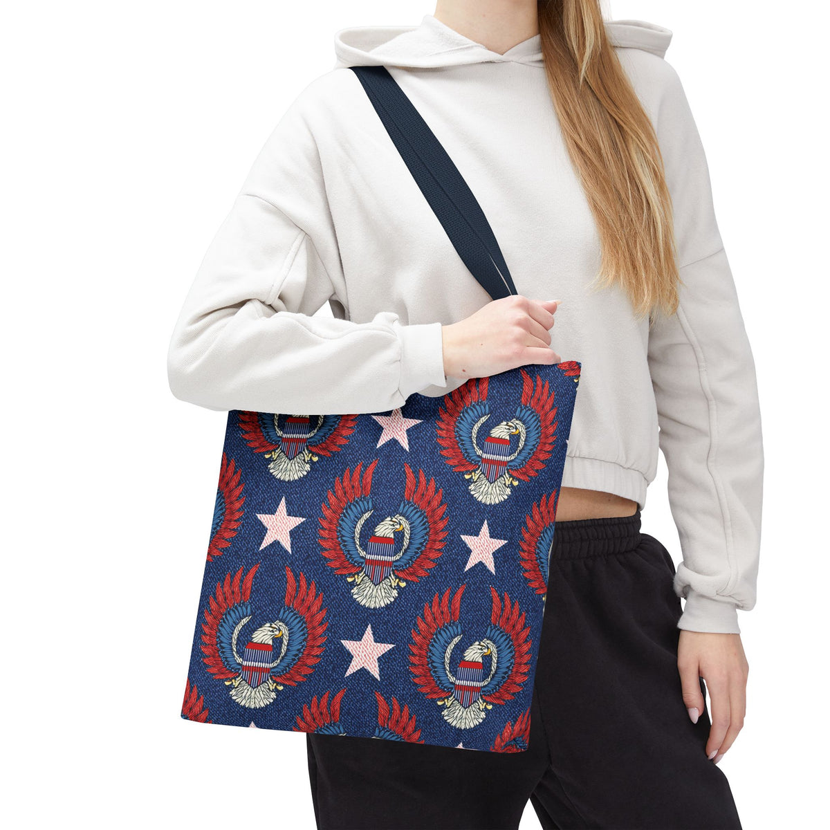 4th of July Graphic Denim Fabric Imitation Print Unisex Canvas Bag Poly Spun 3 Sizes Tote Bag 200-4