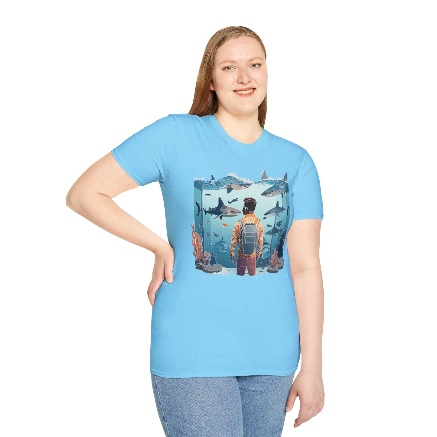 Ocean Themed Unisex Short Sleeve Tee Gildan Softstyle 64000 Ocean Inspired Art Design