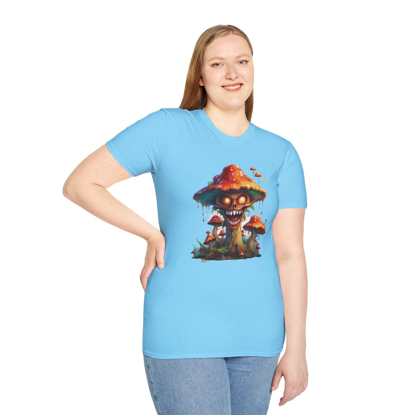 Mashroom Tee Shirt Unisex Softstyle 64000 100% Ring Spun Cotton with Funny Mushroom Artwork