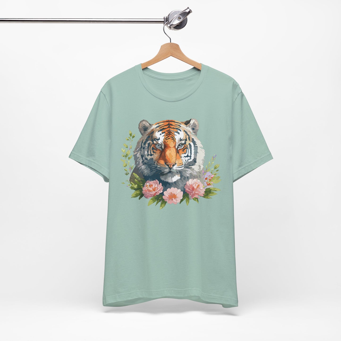 Floral Tiger Shirt, Animal Shirt, Tiger Tee, Unisex Tee, Floral T-shirt, T-Shirt with Animal