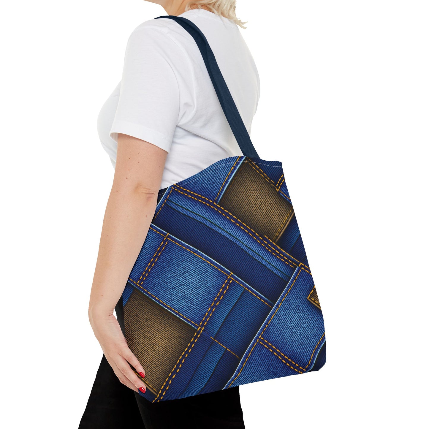 Denim Fabric Imitation Print Unisex Canvas Bag Poly Spun 3 Sizes Tote Bag 147