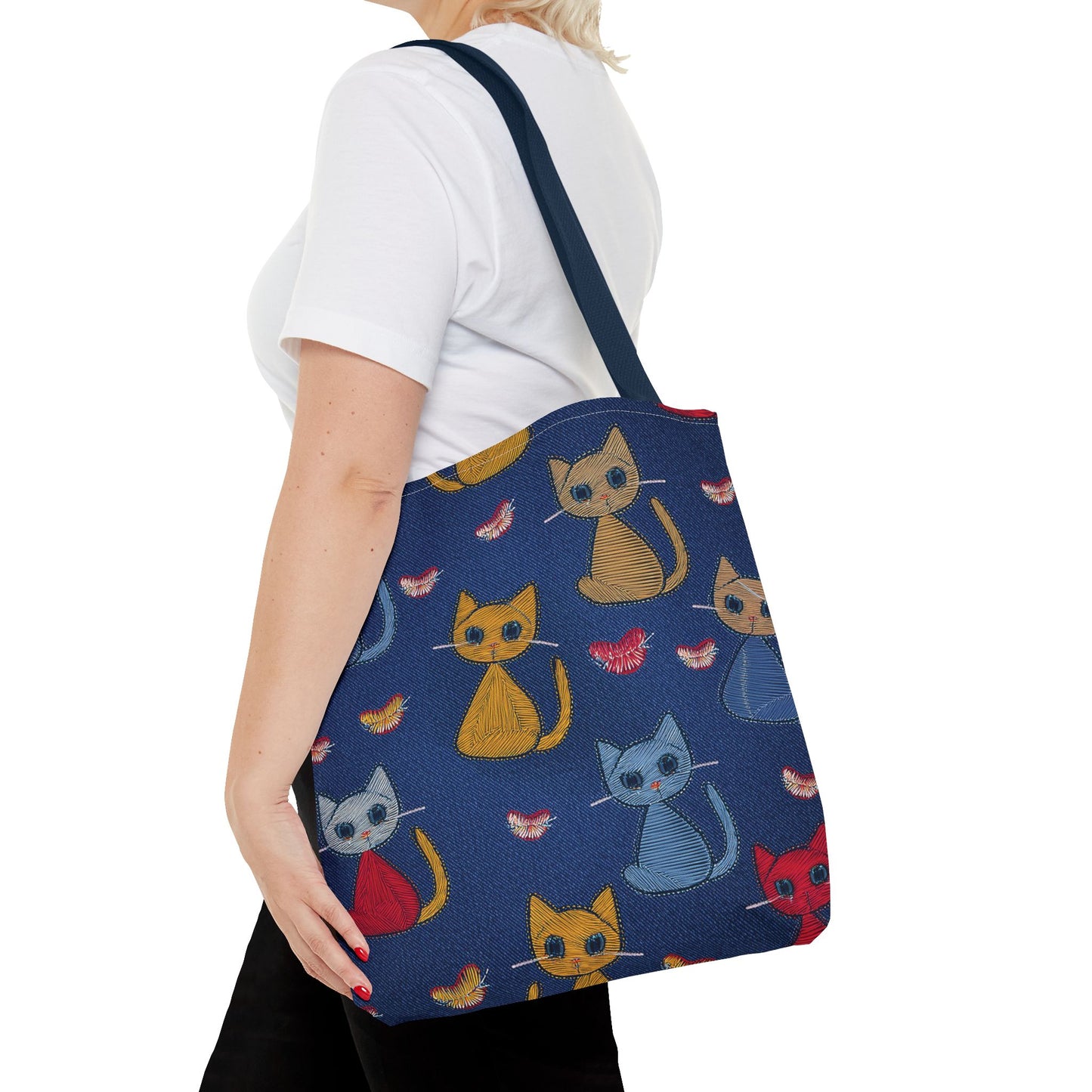 Love Day Graphic Design Denim Fabric Imitation Print Unisex Canvas Bag POLY 3 Sizes Tote Bag 201-16