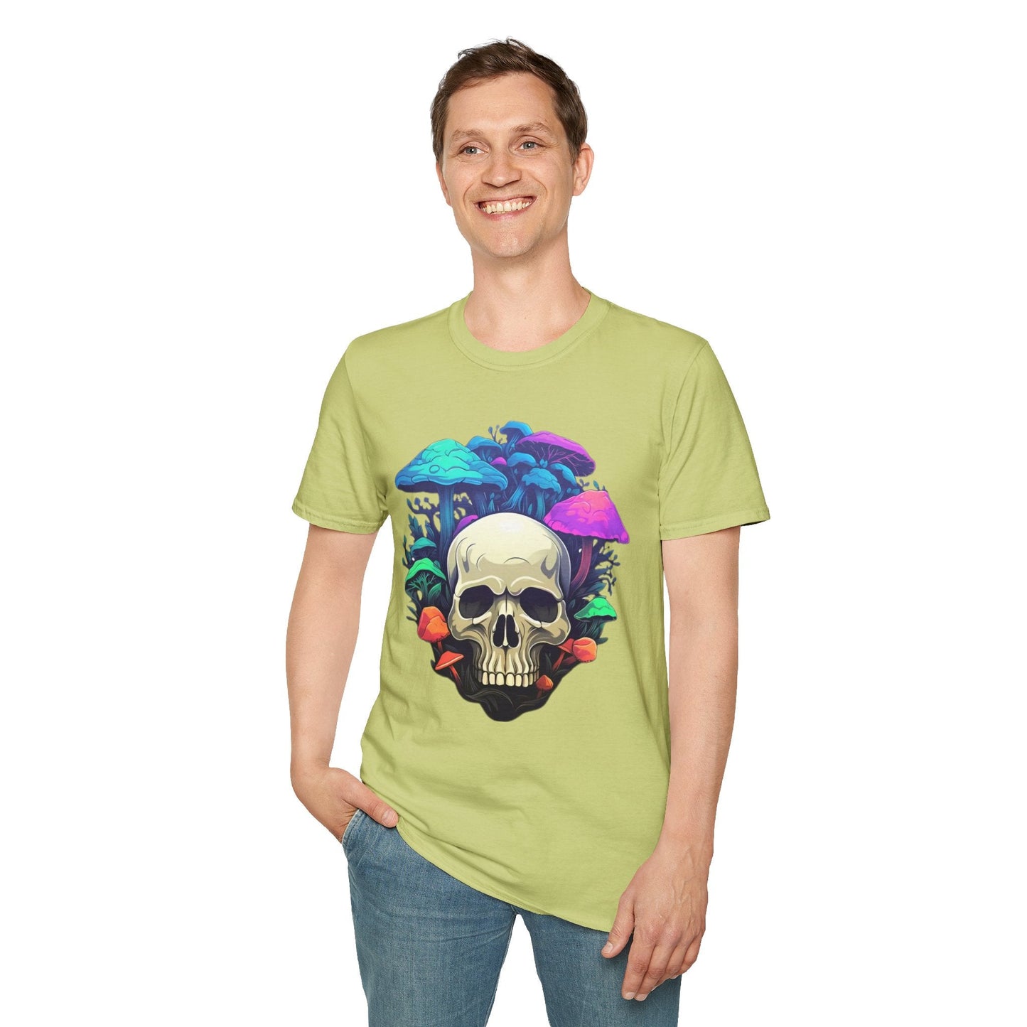 Unisex Skull Tee Shirt Short Sleeve Skeleton Design Gildan Softstyle Cotton Tee Shirt