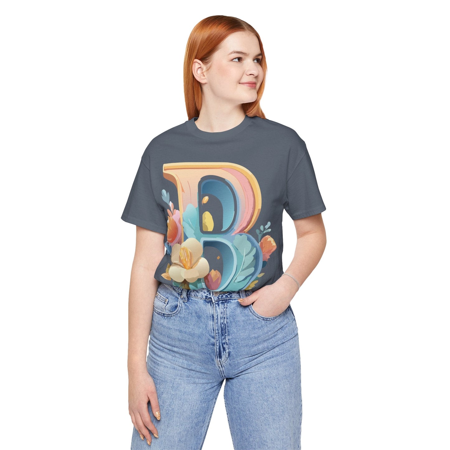 Letter B Graphic Tee Unisex Jersey Short Sleeve With Vintage Inspired Artwork By Adelpha