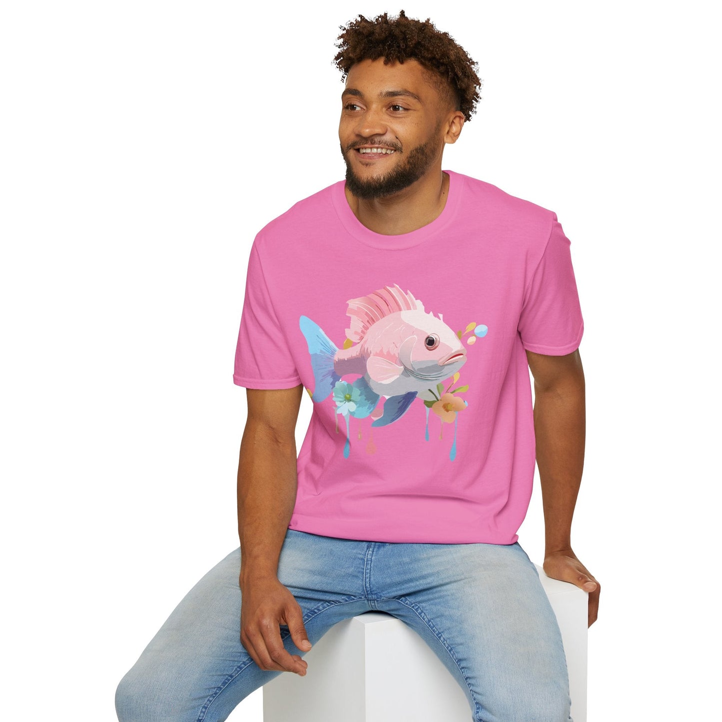 Fish Art Design Shirt Unisex Graphic Tee With Fish Illustration Gildan Softstyle 64000