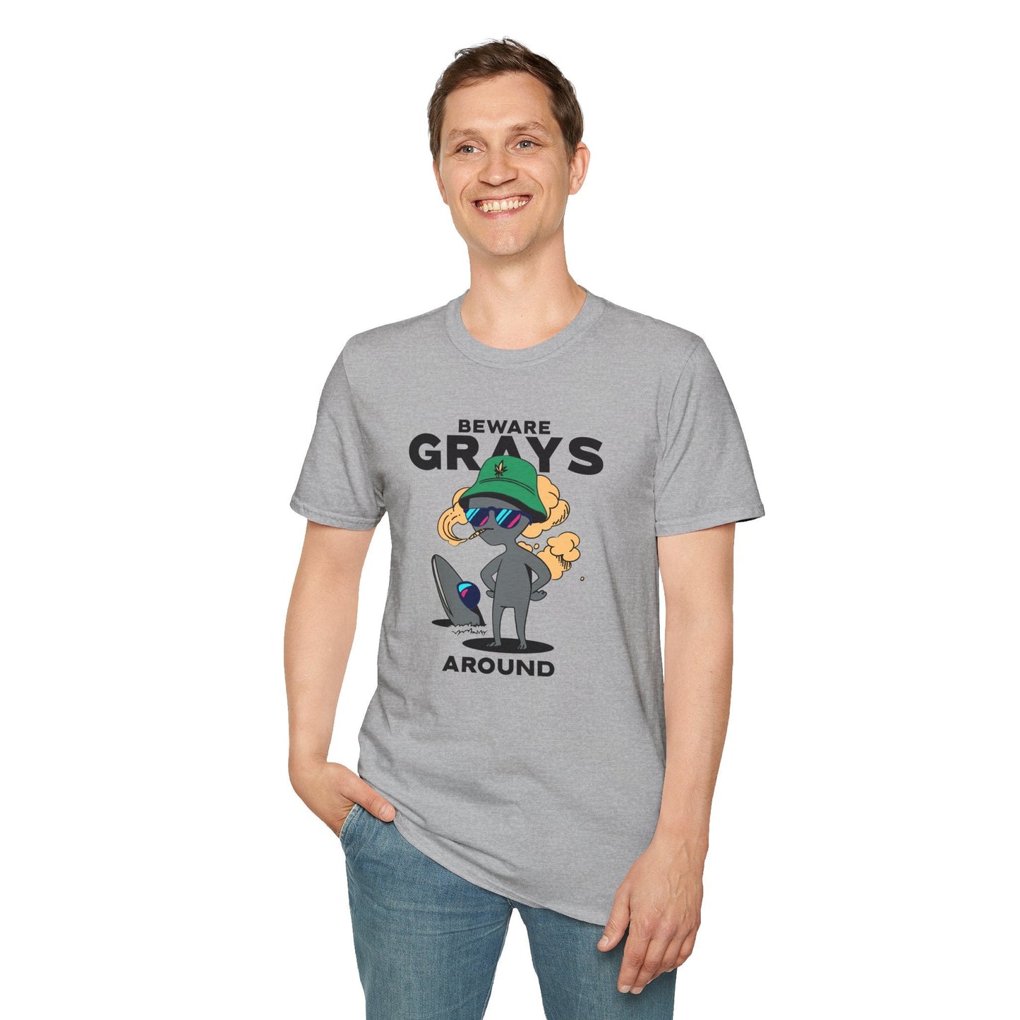 Funny Aliens UFO Graphic Unisex Cotton T-Shirt  18