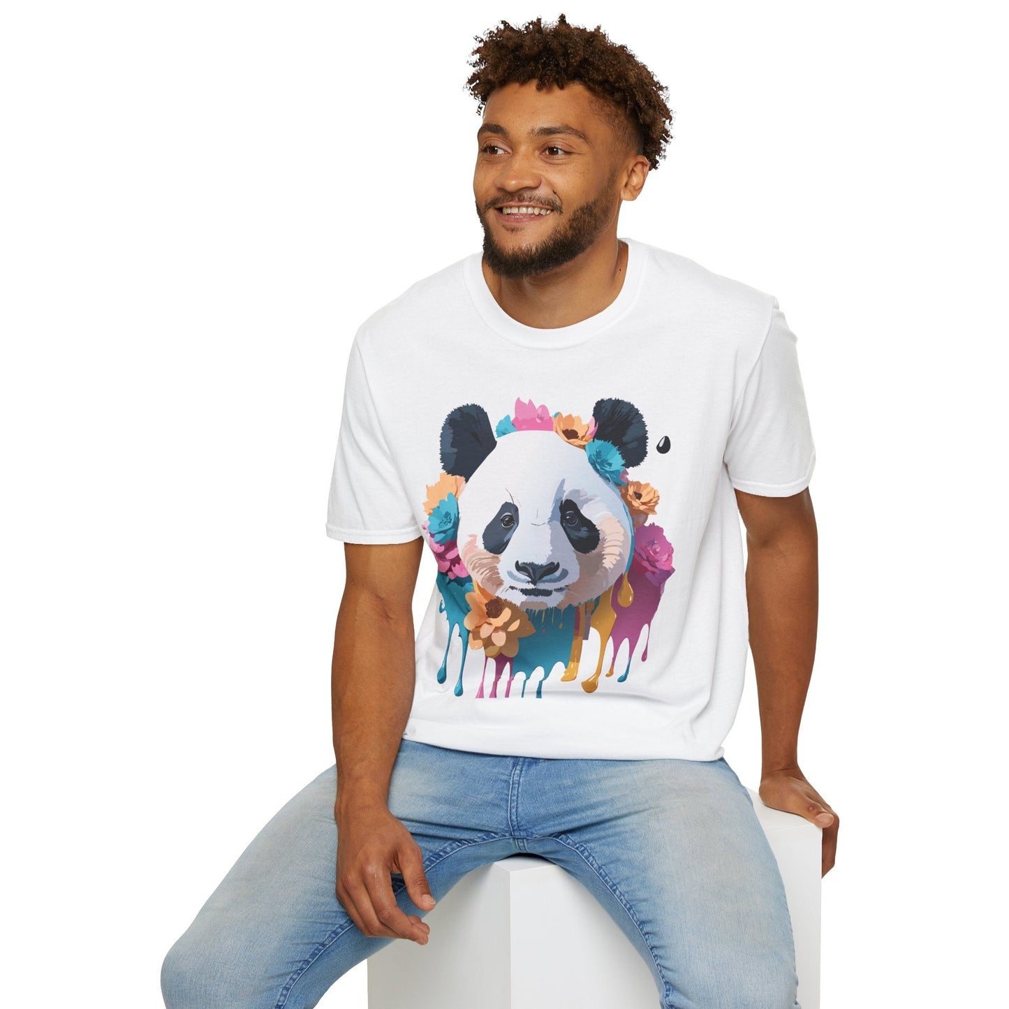Unisex Panda Shirt Softstyle Cotton Tee For Everyday Wear With Cute Animal Print