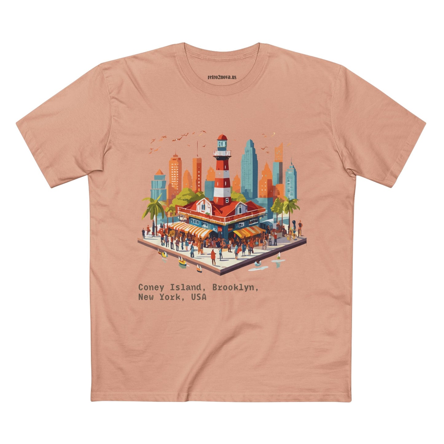 Unisex Travel Shirt Brooklyn Tourist Shirt Premium Cotton Tee with Original Art by Retro2Nova TT25