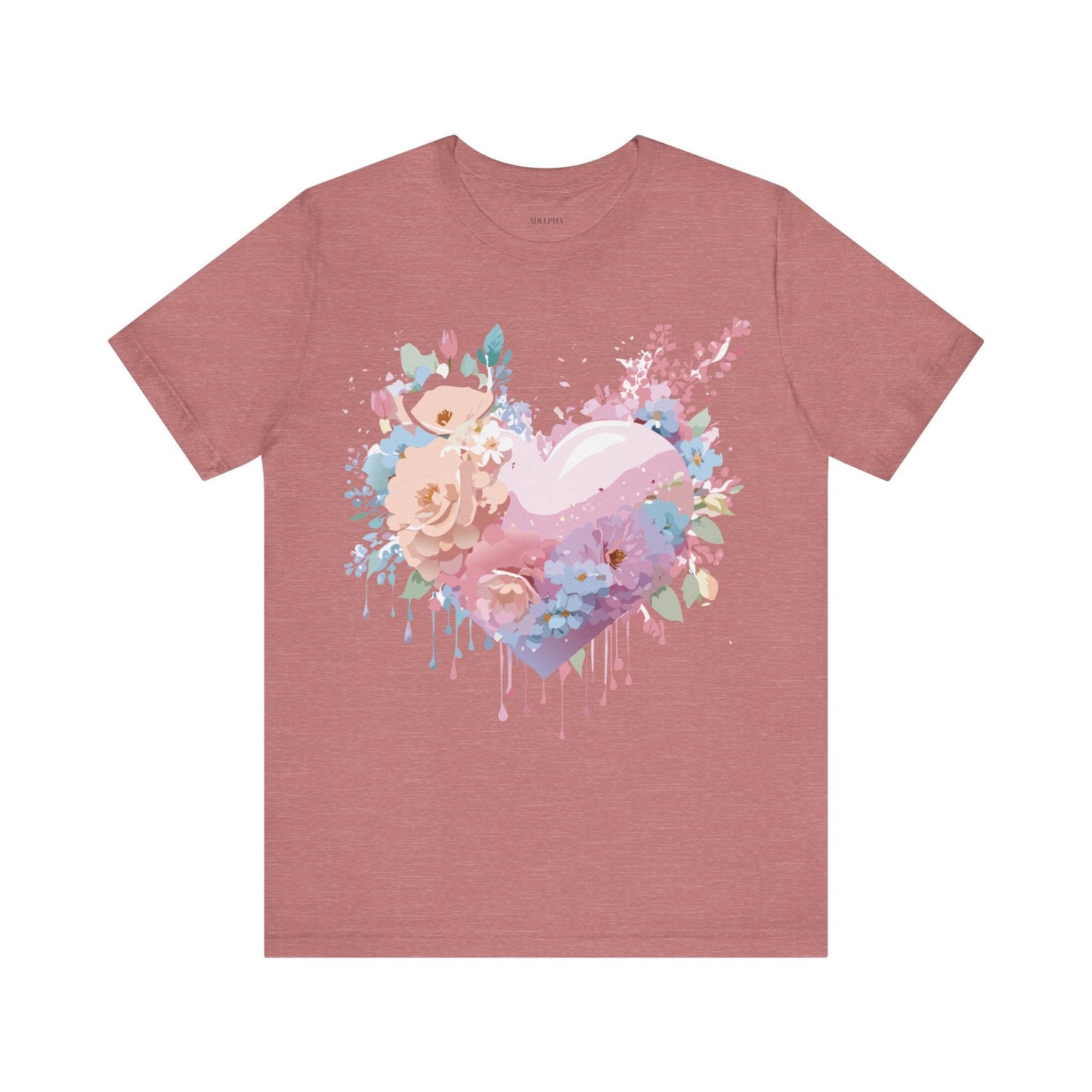 Valentine Day Graphic Unisex 100 Cotton Vintage Artwork with Love and Flower Design Tee 29