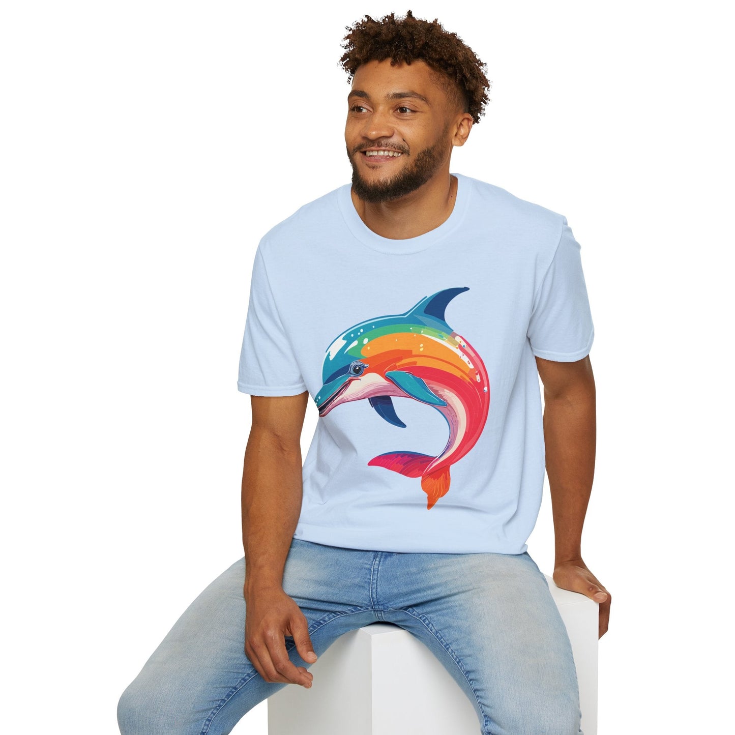 Dolphin Shirt For Unisex 100 Percent Ring Spun Cotton Gildan Softstyle 64000 Short Sleeve Tee