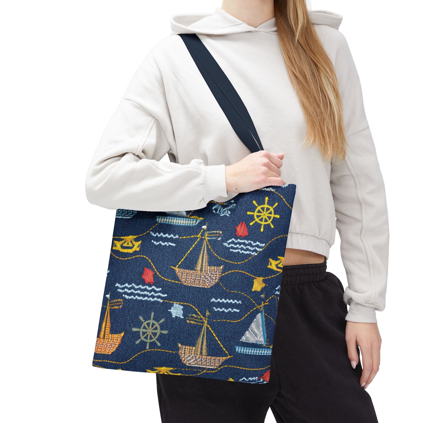 Denim Fabric Imitation Print Unisex Canvas Bag Poly Spun 3 Sizes Tote Bag 182-13