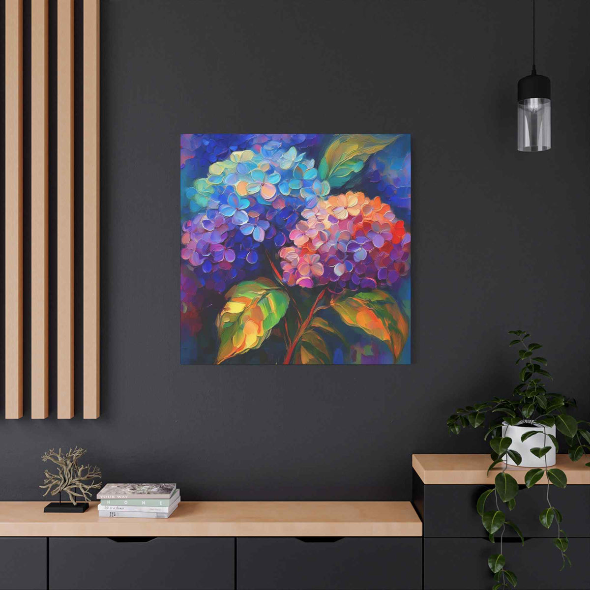 Hydrangeas Print Canvas, Flowers Oil Paint Print 20x20, 24x24, 30x30, 32x32, 36x36, Floral Art Design Print Non-Frame MC-29