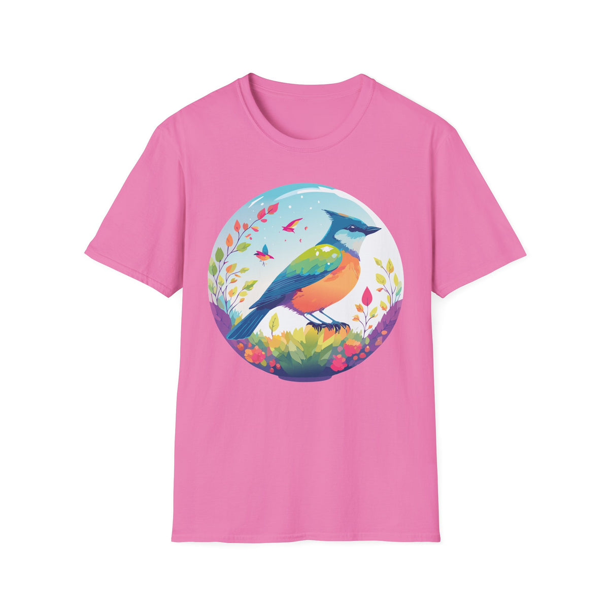 Colorful Songbird Illustration T-Shirt | Vibrant Bird Art Tee