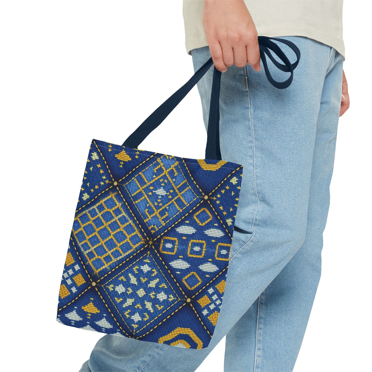 Denim Fabric Imitation Print Unisex Canvas Bag Poly Spun 3 Sizes Tote Bag 189-1