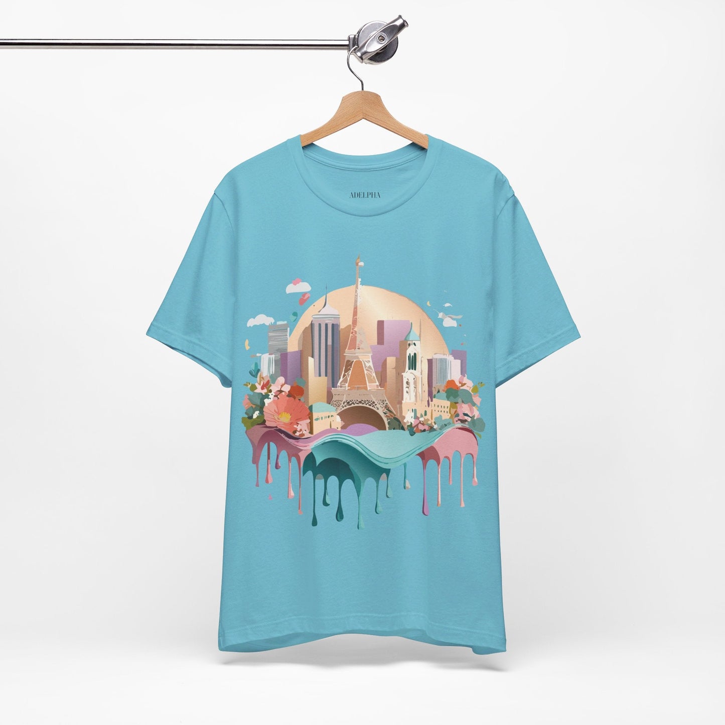 Tourist Shirt With Paris Graphic Tee Unisex Jersey Short Sleeve Art Design Adelpha Vintage Inspired