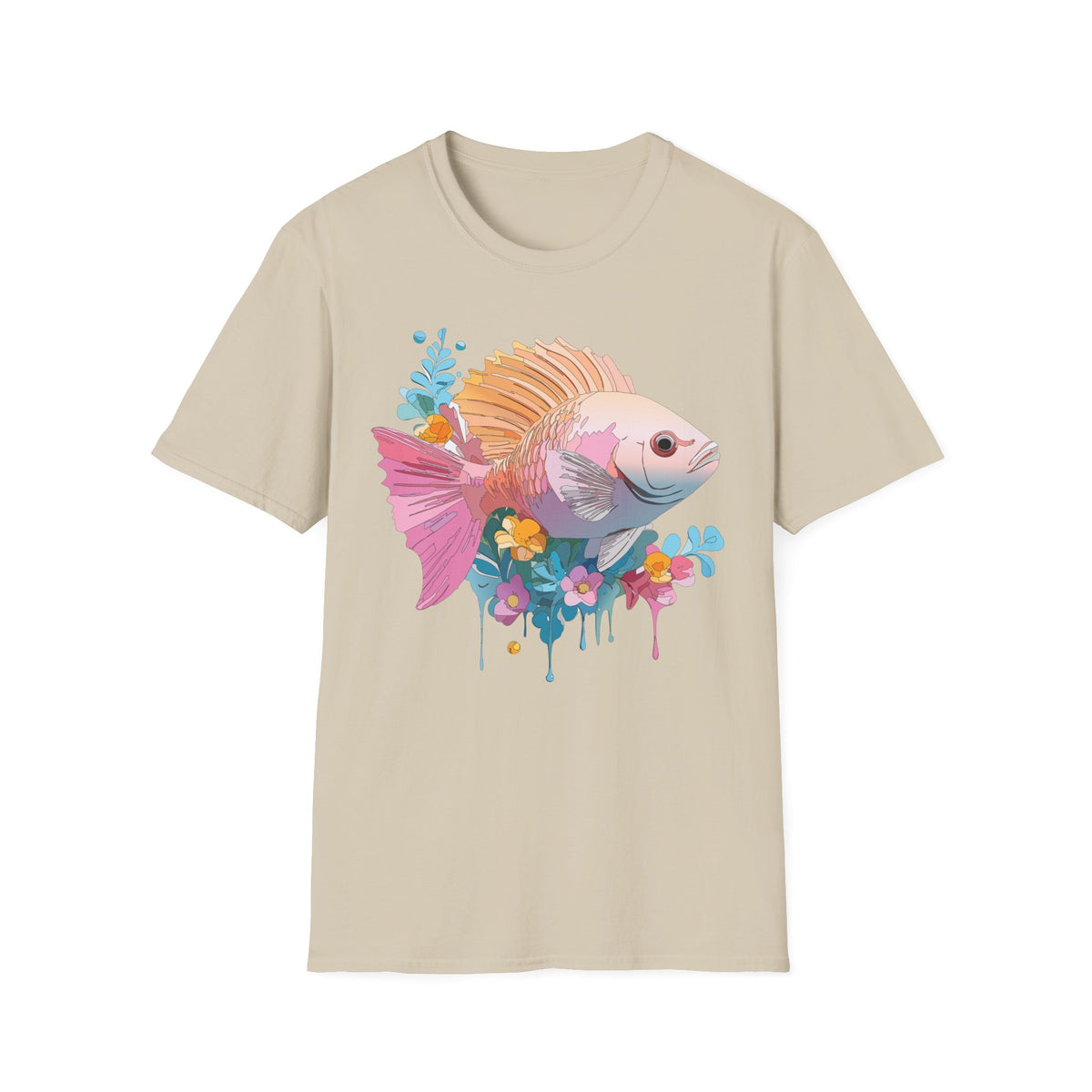 Colorful Tropical Fish T-Shirt | Watercolor Floral Sea Life Tee