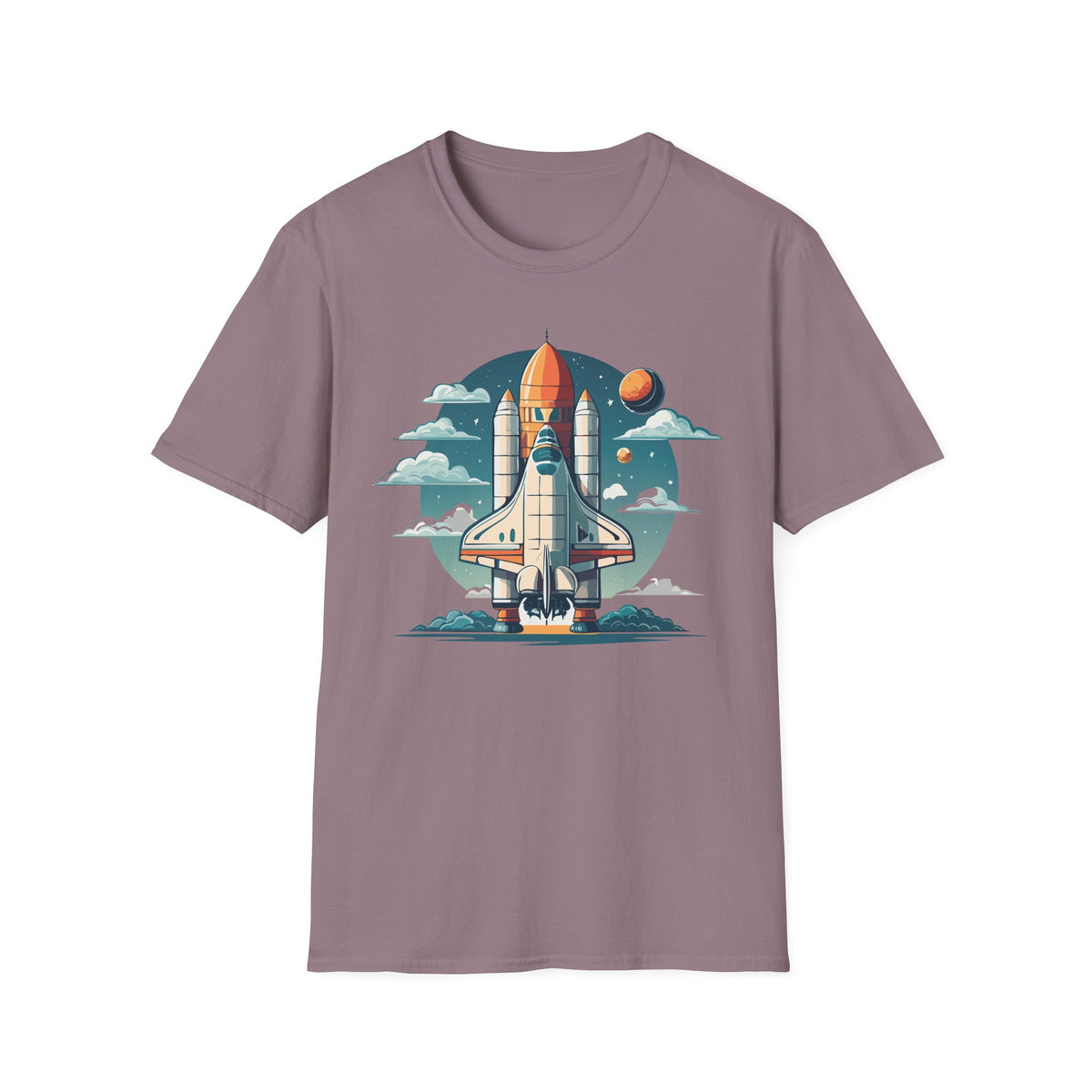 Retro Space Shuttle Illustration T-Shirt | Rocket Launch Graphic Design Unisex 100 Cotton Gildan T-Shirt
