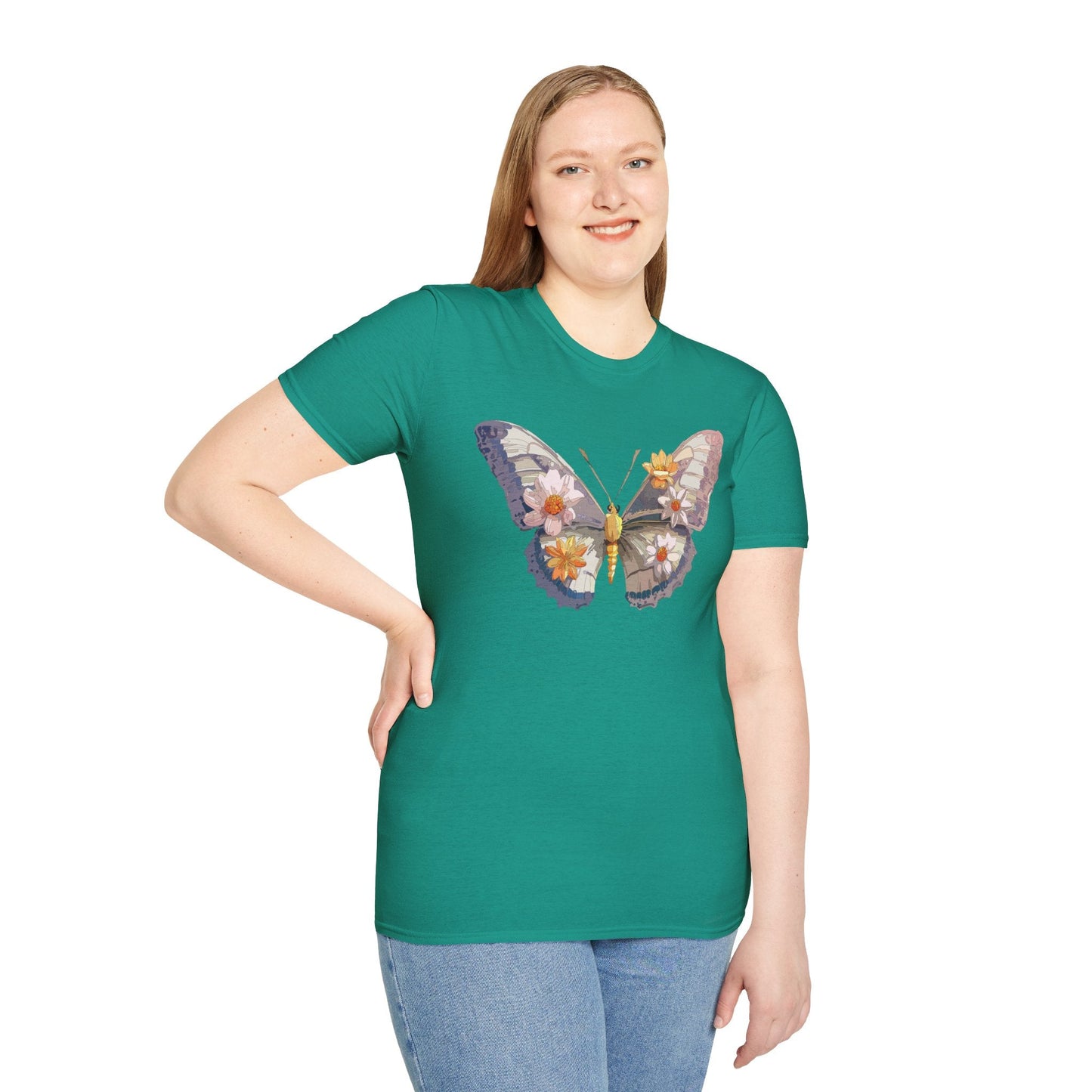 Butterfly Shirt Unisex Short Sleeve Tee Monarch Butterfly Design Gildan Softstyle 64000