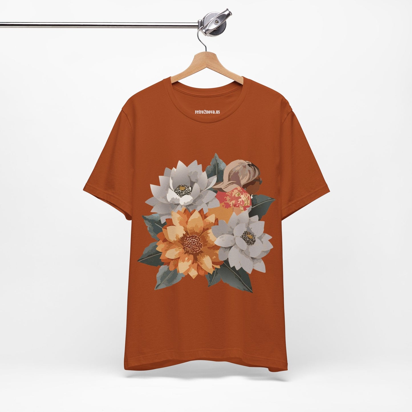 Retro2Nova Flowers Shirt Floral Shirt Unisex Floral Tee Lightweight Breathable Jersey