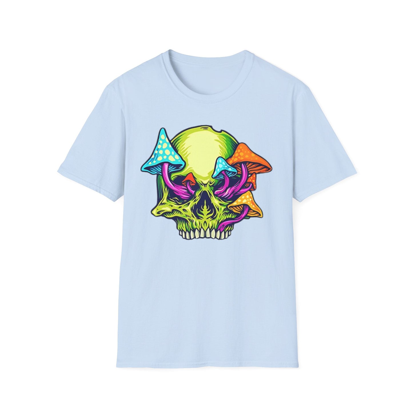 Unisex Skull Tee Shirt With Skeleton Art Design Gildan Softstyle 64000 100 Percent Ring Spun Cotton