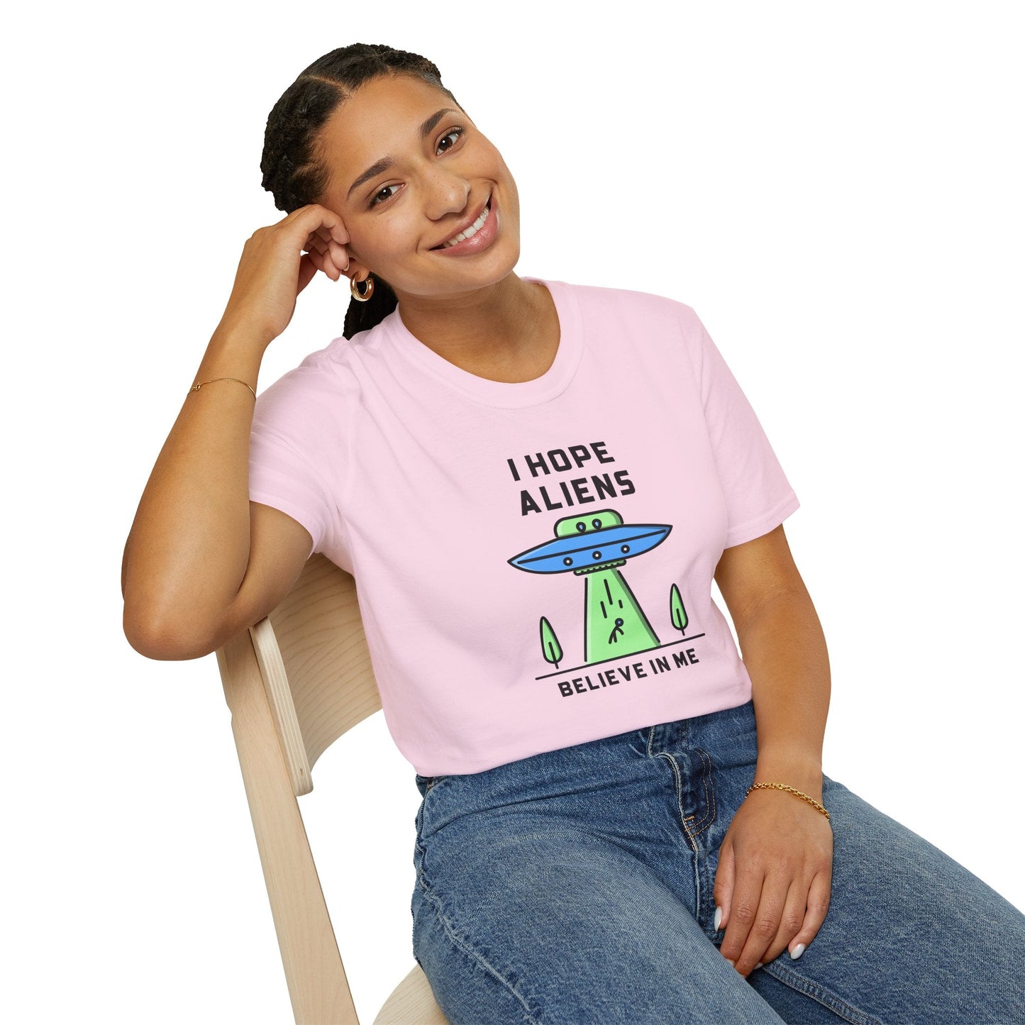 Alien UFO TShirt  I Hope Aliens Believe In Me Cute SciFi Graphic Tee