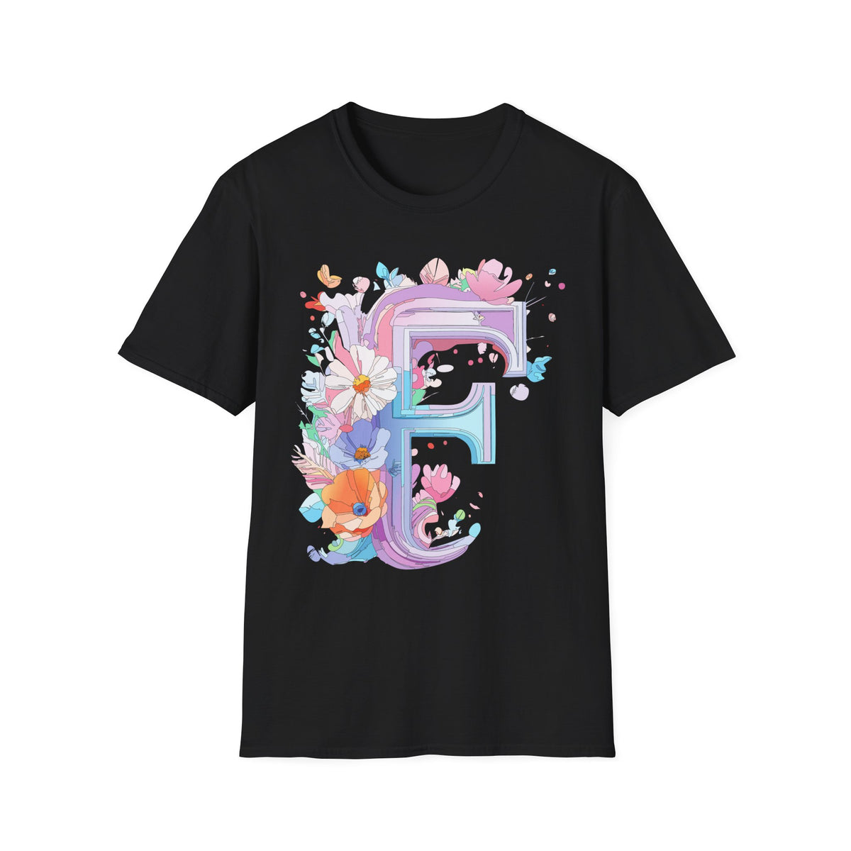 Floral Letter F T-Shirt | Watercolor Monogram Tee