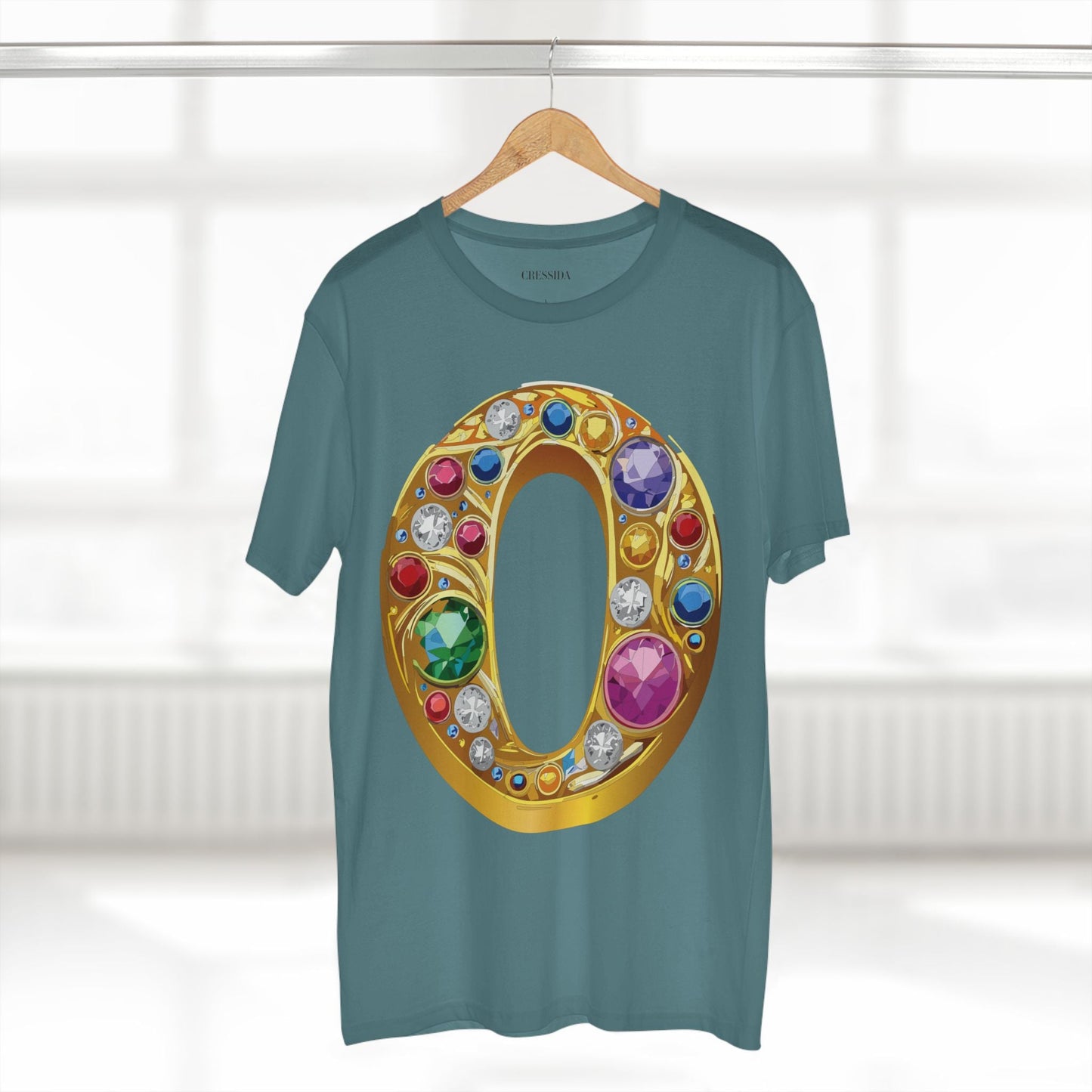 Letter O Graphic Design Tee Unisex 100 Cotton With Antique Gold Letters Artwork T-Shirt