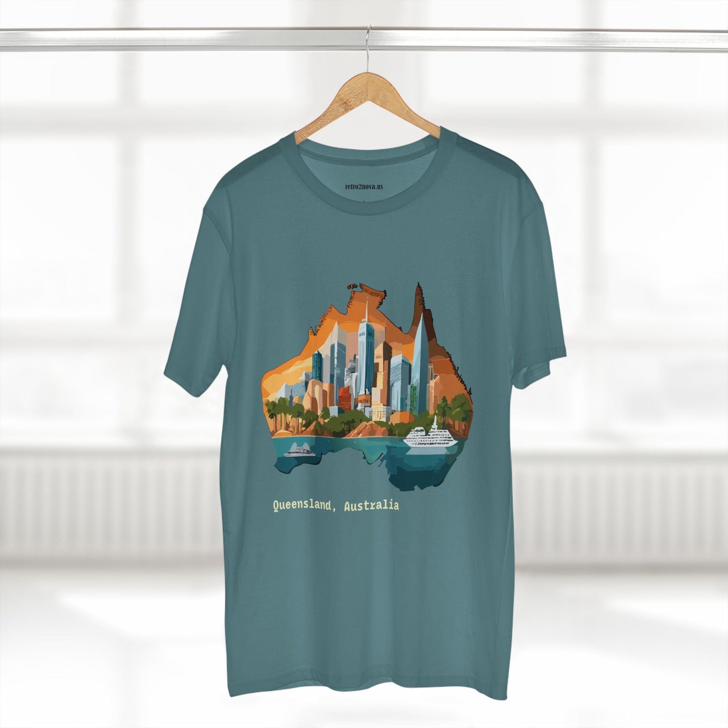 Retro2Nova Australia Travel Shirt Unisex Premium Cotton Tee With Original Art Design