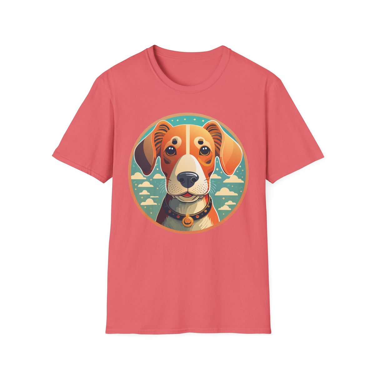 Beagle Portrait T-Shirt | Cute Dog Face Illustration, Retro Circle Pet Tee