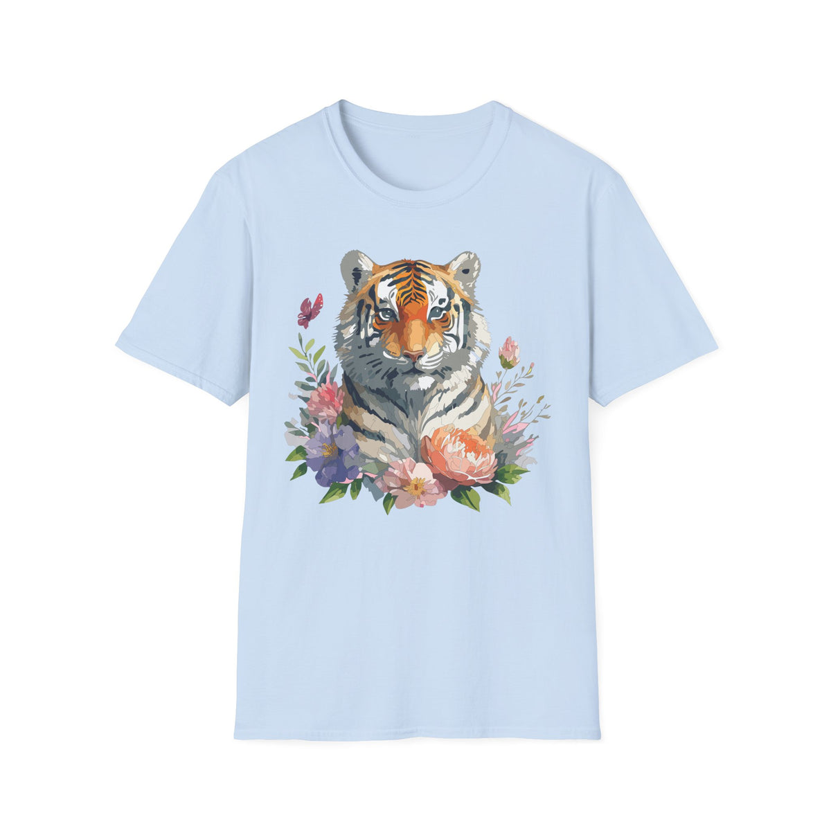Watercolor Tiger Floral T-Shirt | Tiger Portrait Tee