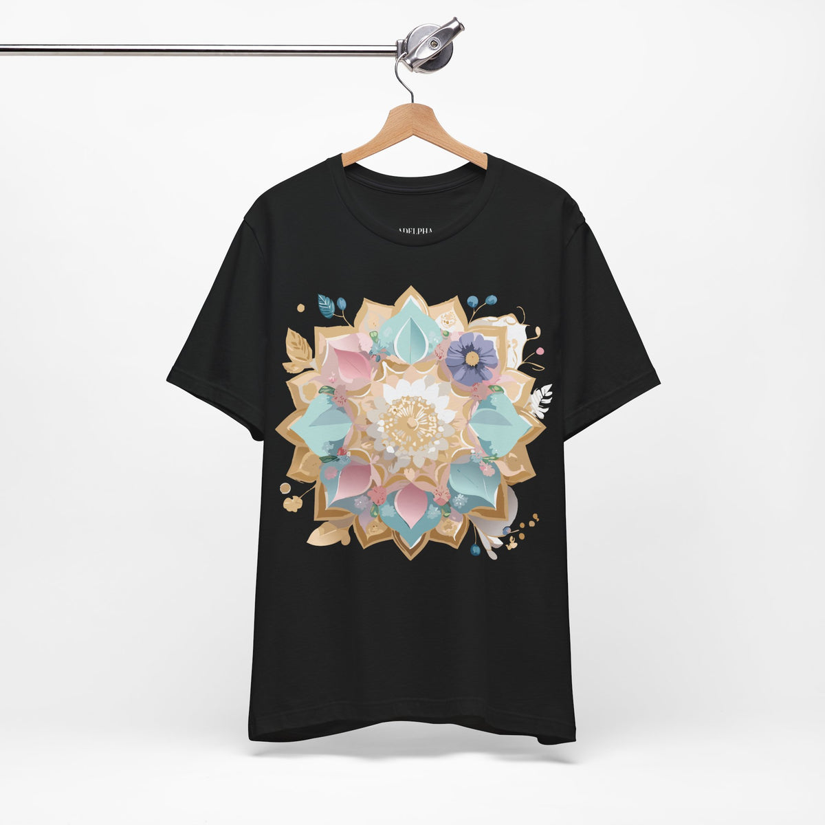 Mandala Graphic Unisex Cotton Bella+Canvas Tee with Floral Art Design d26