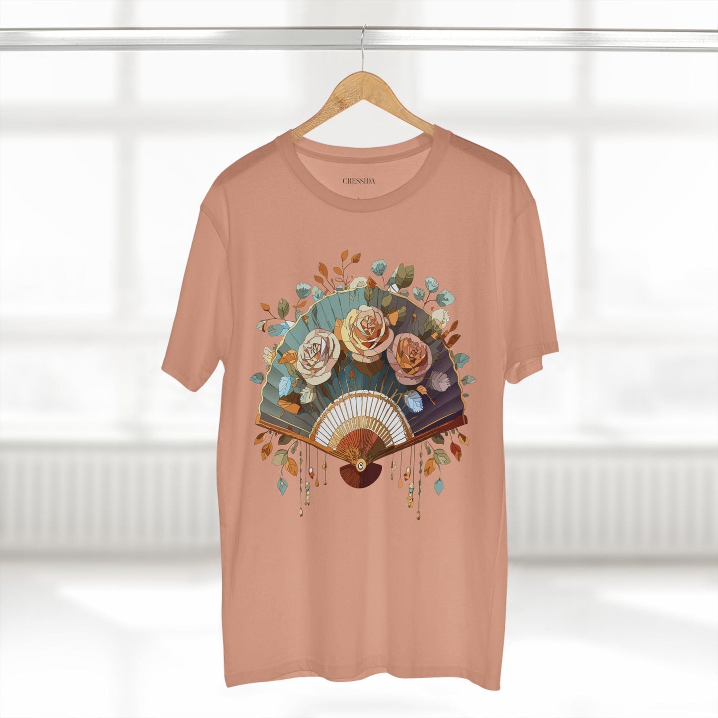 Antique Fan Graphic Design T-Shirt Unisex 100 Cotton Floral Carnival Artwork Tee 5