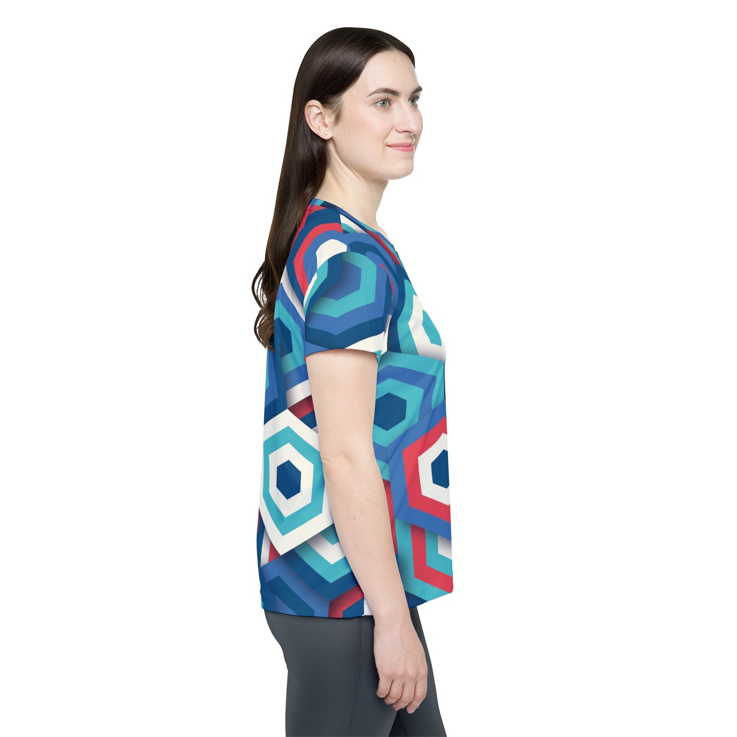 Poly Jersey Tee Shirt with abstract prints