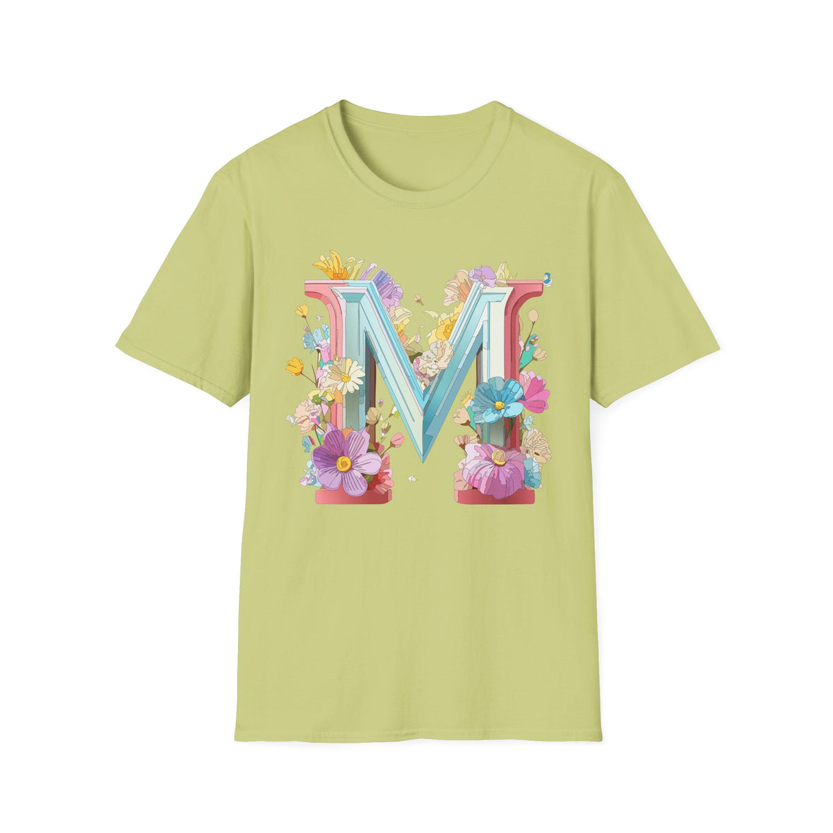 Floral Letter M T-Shirt | Monogram Initial Graphic Tee