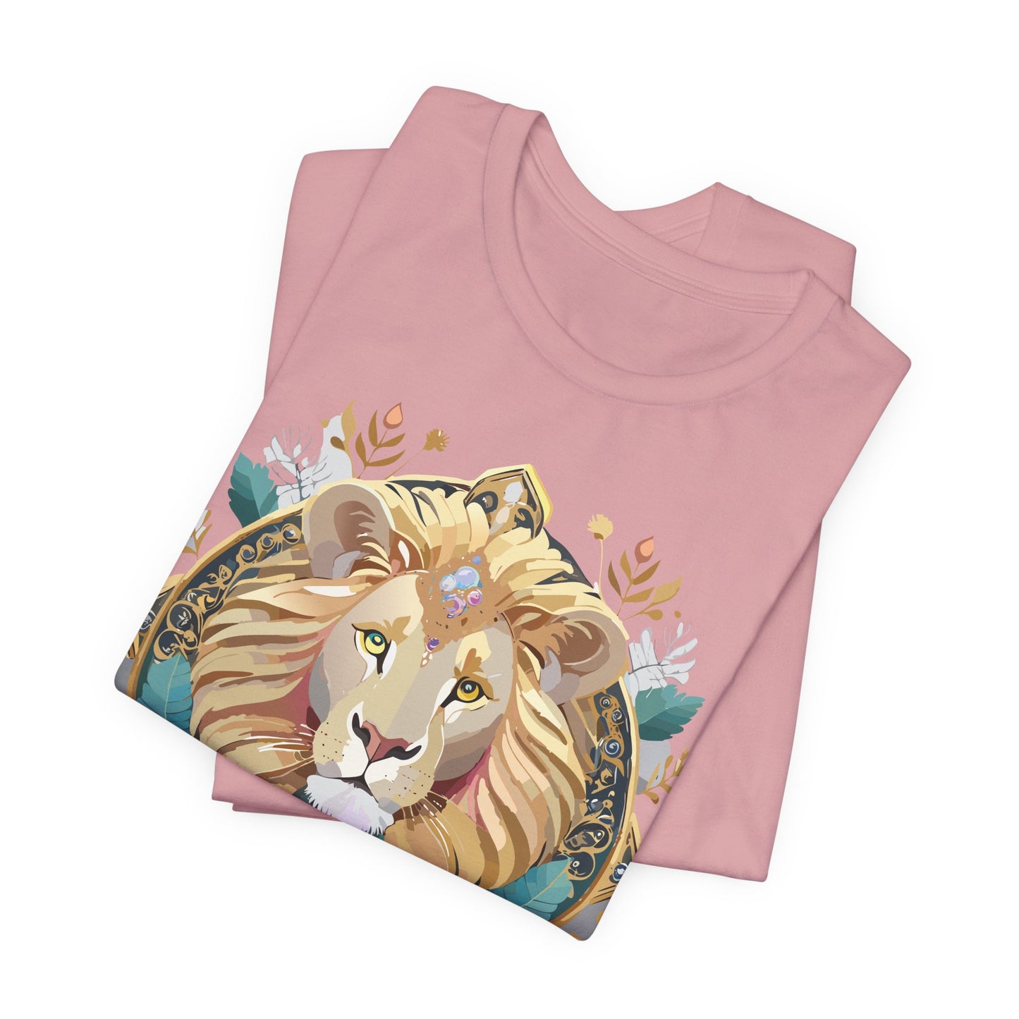 Unisex Lion Graphic Tee, Animal Shirt, Tee Shirt with Lion, Medallion T-Shirt, Animal Medallion Tees 2