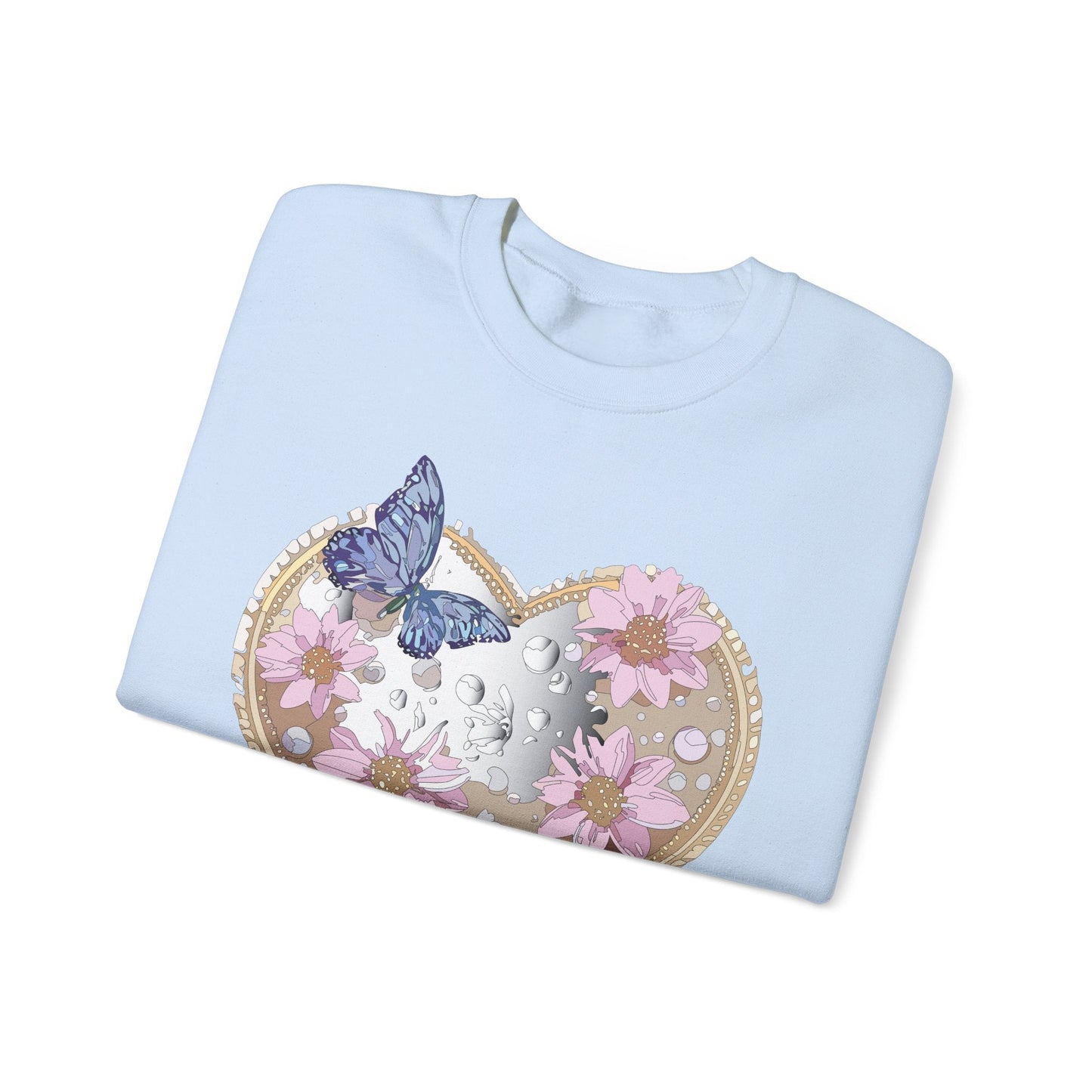 Floral Heart Love Sweatshirt For Valentines Day Unisex Heavy Blend Crewneck Sweatshirt