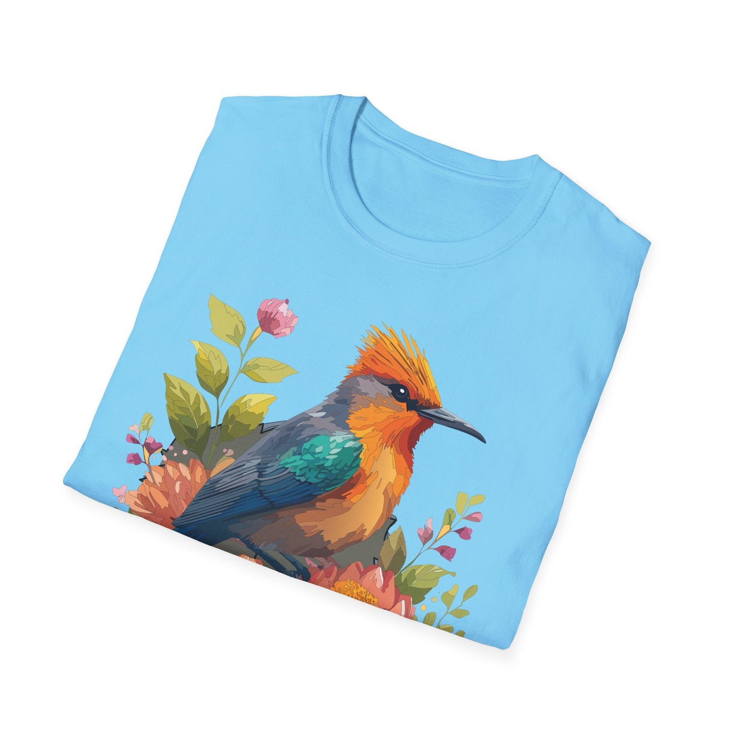 Floral Bird T Shirt For Unisex Wear Gildan Softstyle 64000 100 Percent Cotton Tee