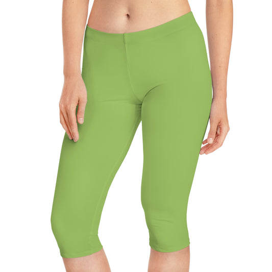 Green Color Capri Leggings, Green Capri Leggings 14