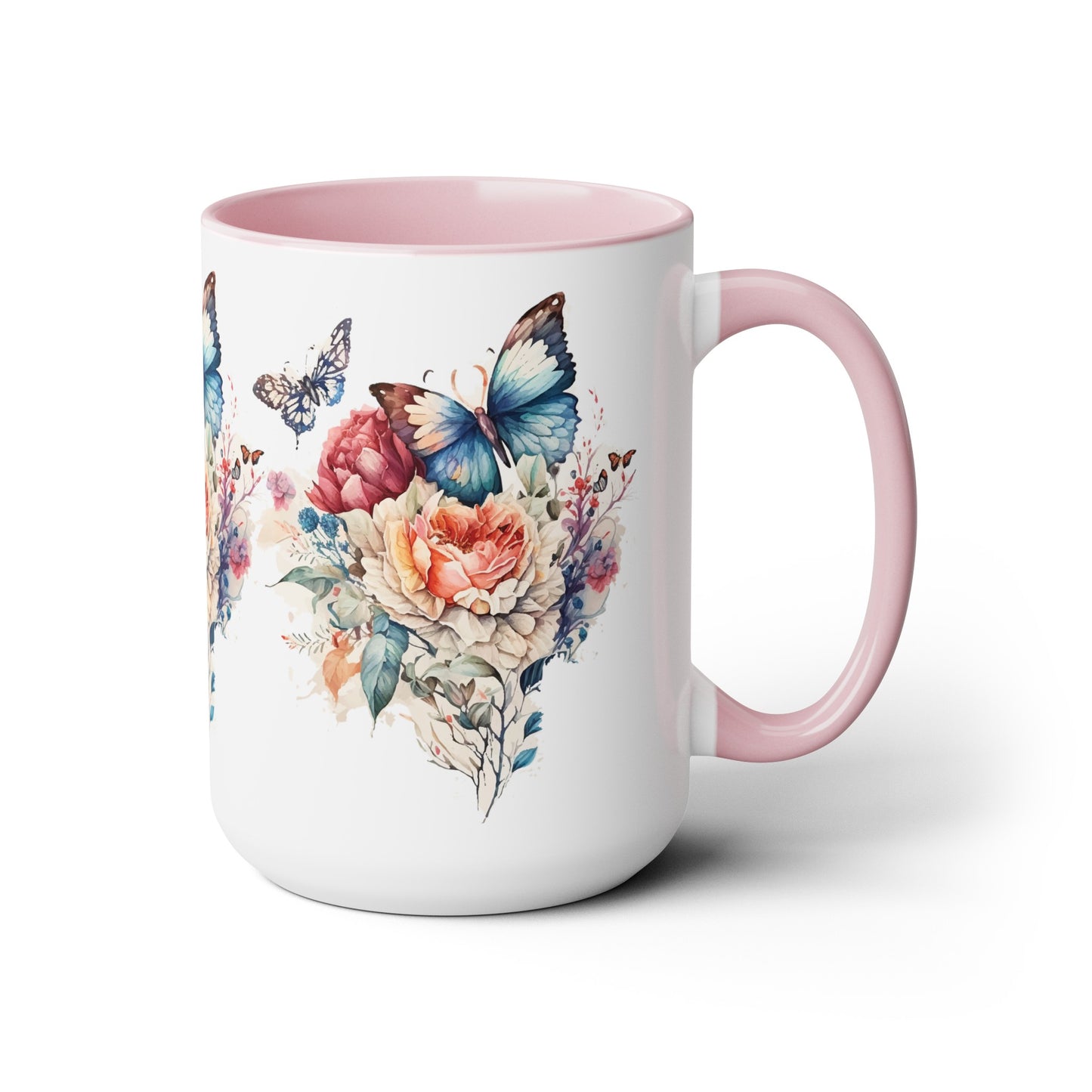 Two-Tone Coffee Mugs with butterfly