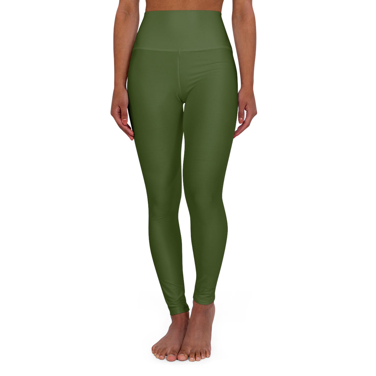 Olive Leaf Color High-Waist Yoga Leggings Women's Seamless Poly-Span Stretchy Pants XS-2XL