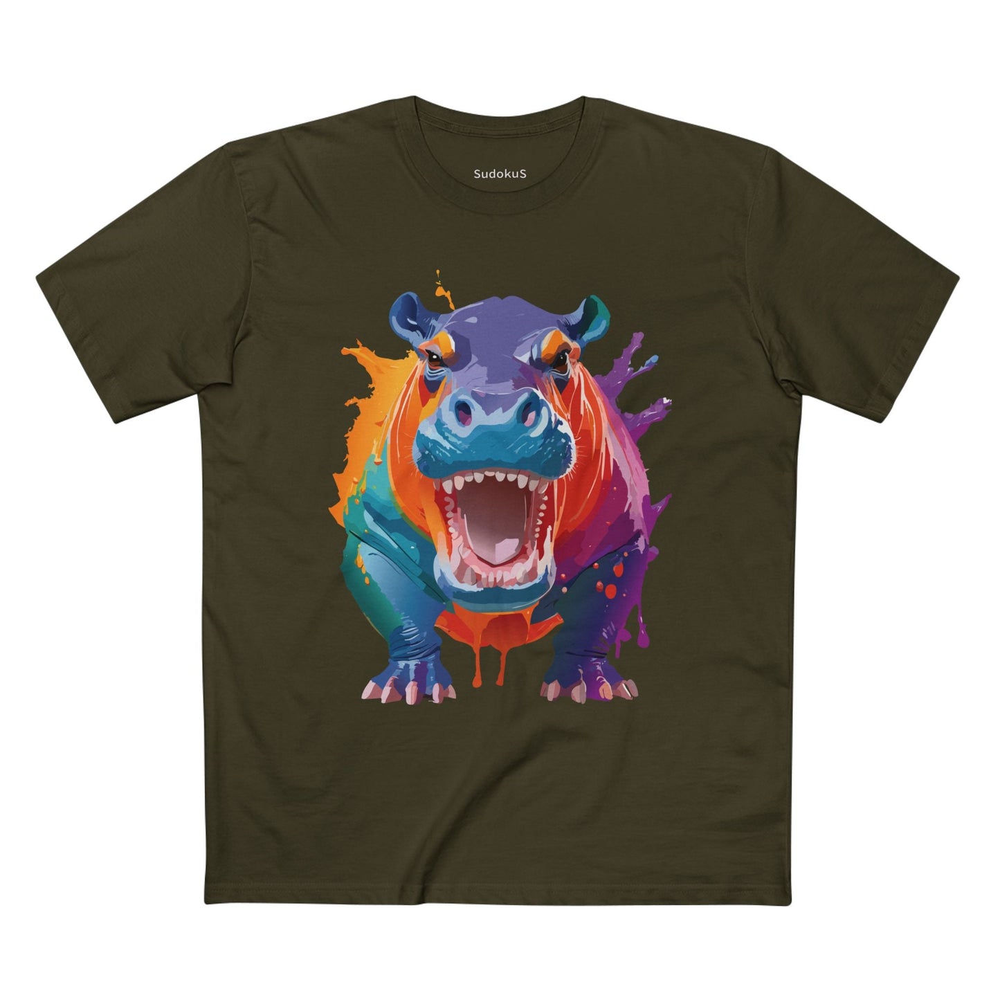 Hippo Graphic Unisex 100 Cotton Staple Tee with Animal Design Artwork 5