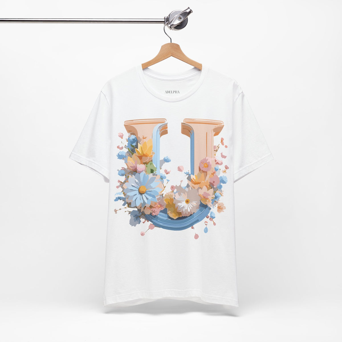 Letter U Graphic Unisex Cotton Bella+Canvas Tee with Art Letter Design