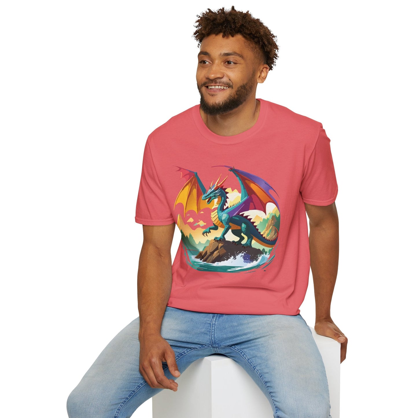 Dragon T Shirt Unisex Dragon Shirt Animal Design Softstyle Tee 100 Percent Cotton